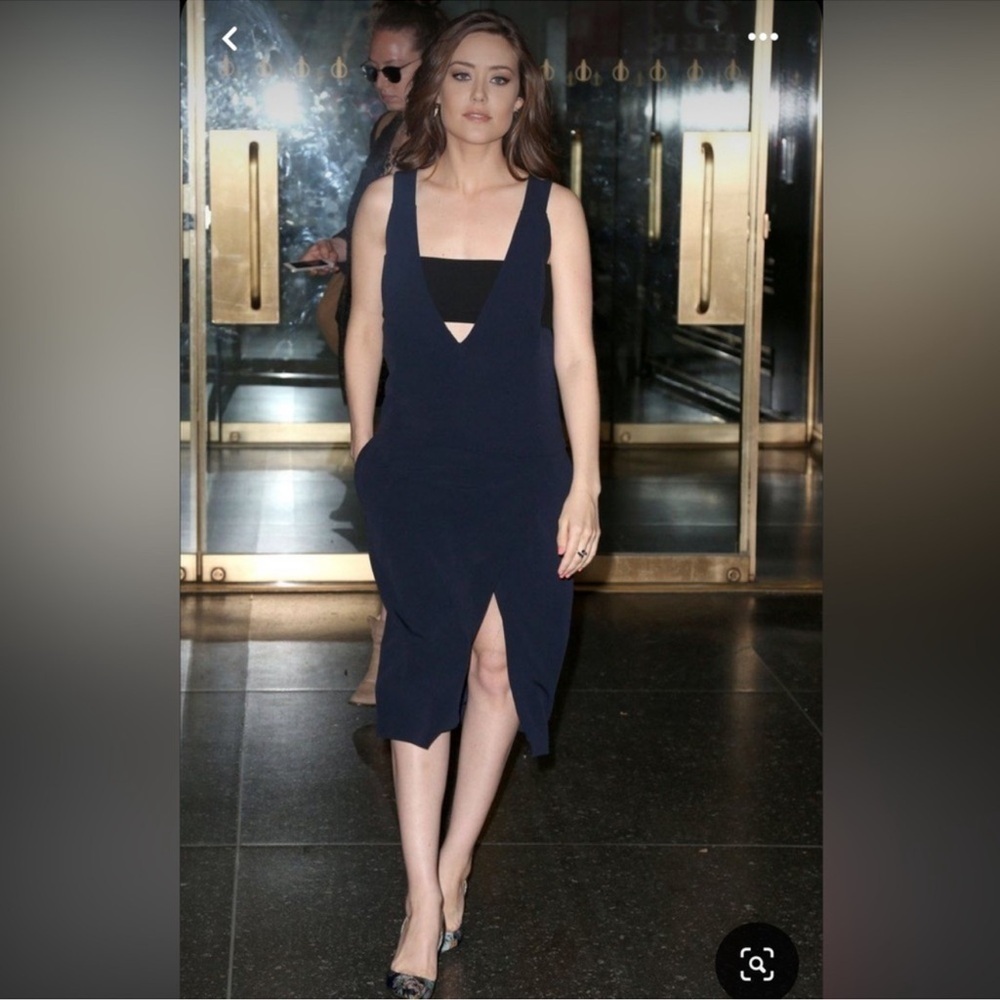 10 Crosby Derek Lam Deep Blue sleeveless Dress size 4 casual cutout NWT midi